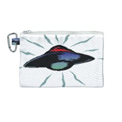 Alien Unidentified Flying Object Ufo Canvas Cosmetic Bag (medium) by Sarkoni