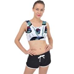 Alien Unidentified Flying Object Ufo V-back Sports Bra by Sarkoni