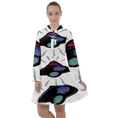 Alien Unidentified Flying Object Ufo All Frills Chiffon Dress by Sarkoni