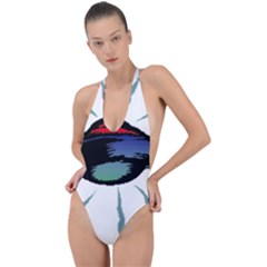 Alien Unidentified Flying Object Ufo Backless Halter One Piece Swimsuit by Sarkoni