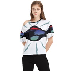 Alien Unidentified Flying Object Ufo One Shoulder Cut Out T-shirt by Sarkoni