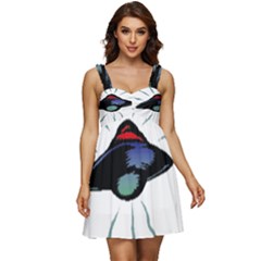 Alien Unidentified Flying Object Ufo Ruffle Strap Babydoll Chiffon Dress by Sarkoni