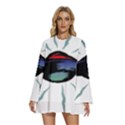 Alien Unidentified Flying Object Ufo Round Neck Long Sleeve Bohemian Style Chiffon Mini Dress View1