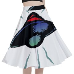 Alien Unidentified Flying Object Ufo A-line Full Circle Midi Skirt With Pocket by Sarkoni