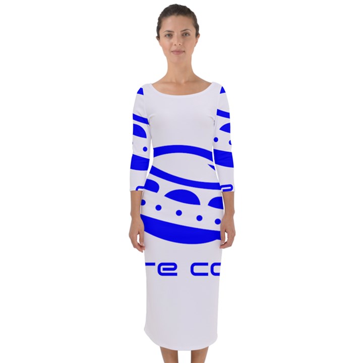 Unidentified Flying Object Ufo Alien We Are Coming Quarter Sleeve Midi Bodycon Dress