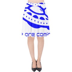 Unidentified Flying Object Ufo Alien We Are Coming Velvet High Waist Skirt by Sarkoni