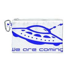 Unidentified Flying Object Ufo Alien We Are Coming Canvas Cosmetic Bag (medium) by Sarkoni