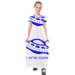 Unidentified Flying Object Ufo Alien We Are Coming Kids  Short Sleeve Maxi Dress by Sarkoni