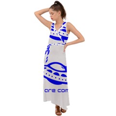 Unidentified Flying Object Ufo Alien We Are Coming V-neck Chiffon Maxi Dress by Sarkoni