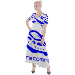 Unidentified Flying Object Ufo Alien We Are Coming Button Up Short Sleeve Maxi Dress by Sarkoni