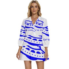 Unidentified Flying Object Ufo Alien We Are Coming V-neck Placket Mini Dress by Sarkoni