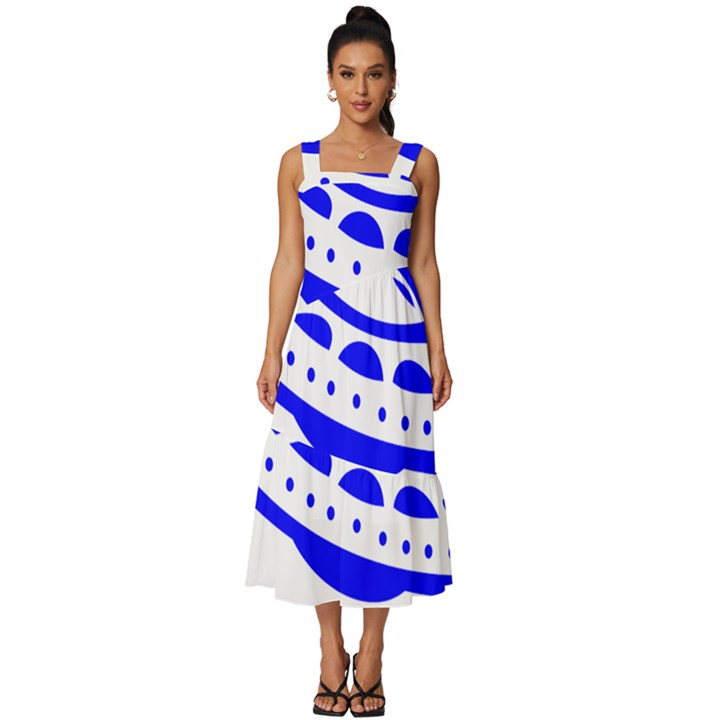 Unidentified Flying Object Ufo Alien We Are Coming Square Neckline Tiered Midi Dress