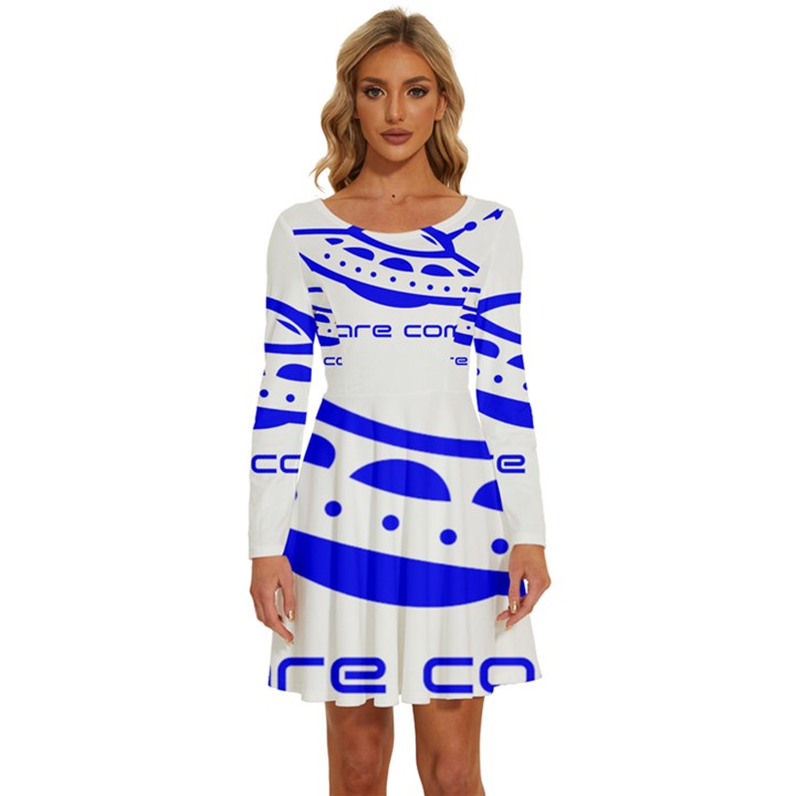 Unidentified Flying Object Ufo Alien We Are Coming Long Sleeve Wide Neck Velvet Dress