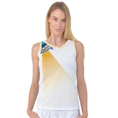 Blue Ufo Illustration Unidentified Flying Object Cartoon Women s Basketball Tank Top by Sarkoni