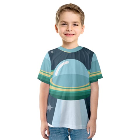 Illustration Ufo Alien  Unidentified Flying Object Kids  Sport Mesh T-shirt by Sarkoni