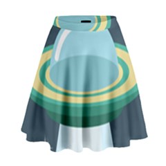 Illustration Ufo Alien  Unidentified Flying Object High Waist Skirt by Sarkoni