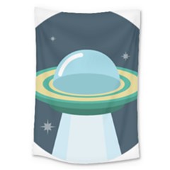 Illustration Ufo Alien  Unidentified Flying Object Large Tapestry by Sarkoni