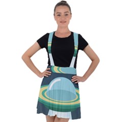 Illustration Ufo Alien  Unidentified Flying Object Velvet Suspender Skater Skirt by Sarkoni