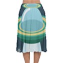 Illustration Ufo Alien  Unidentified Flying Object Velvet Flared Midi Skirt View2