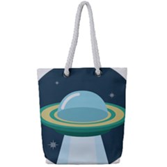 Illustration Ufo Alien  Unidentified Flying Object Full Print Rope Handle Tote (small) by Sarkoni