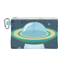 Illustration Ufo Alien  Unidentified Flying Object Canvas Cosmetic Bag (medium) by Sarkoni