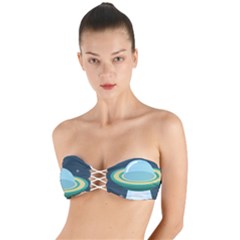 Illustration Ufo Alien  Unidentified Flying Object Twist Bandeau Bikini Top by Sarkoni