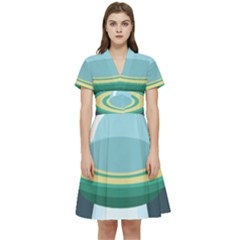 Illustration Ufo Alien  Unidentified Flying Object Short Sleeve Waist Detail Dress by Sarkoni