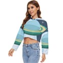 Illustration Ufo Alien  Unidentified Flying Object Women s Lightweight Cropped Hoodie View2