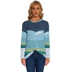 Illustration Ufo Alien  Unidentified Flying Object Long Sleeve Crew Neck Pullover Top by Sarkoni