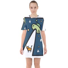 Ufo Alien Unidentified Flying Object Sixties Short Sleeve Mini Dress by Sarkoni