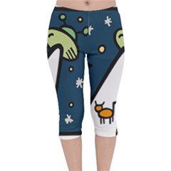 Ufo Alien Unidentified Flying Object Velvet Capri Leggings  by Sarkoni