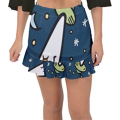 Ufo Alien Unidentified Flying Object Fishtail Mini Chiffon Skirt by Sarkoni