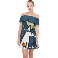 Ufo Alien Unidentified Flying Object Off Shoulder Chiffon Dress by Sarkoni