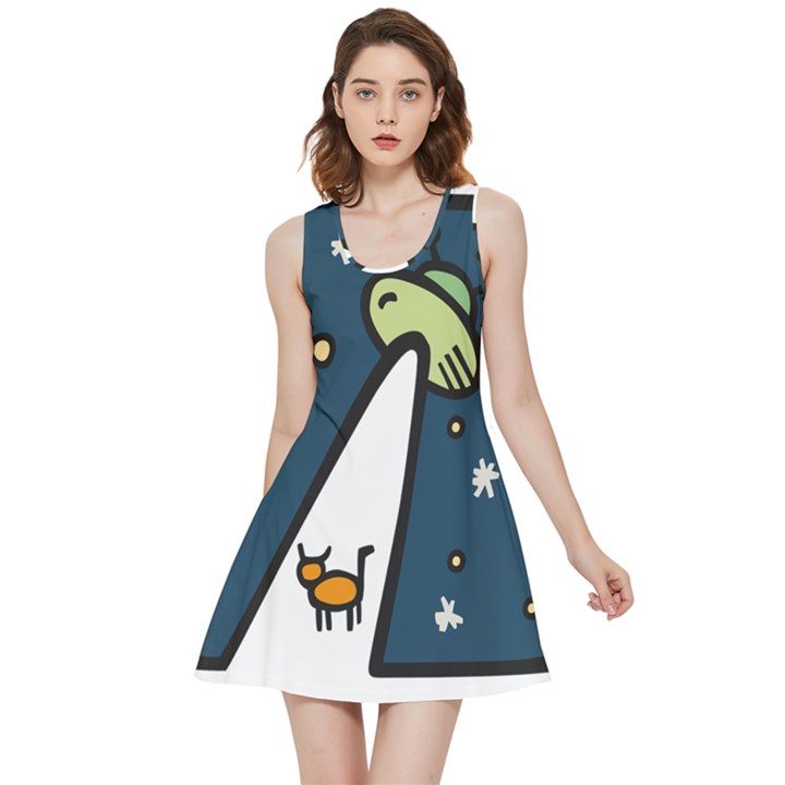 Ufo Alien Unidentified Flying Object Inside Out Reversible Sleeveless Dress