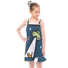 Ufo Alien Unidentified Flying Object Kids  Overall Dress by Sarkoni