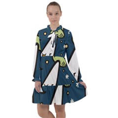 Ufo Alien Unidentified Flying Object All Frills Chiffon Dress by Sarkoni