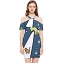 Ufo Alien Unidentified Flying Object Shoulder Frill Bodycon Summer Dress View1