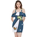 Ufo Alien Unidentified Flying Object Shoulder Frill Bodycon Summer Dress View3