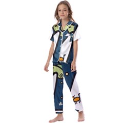 Ufo Alien Unidentified Flying Object Kids  Satin Short Sleeve Pajamas Set by Sarkoni