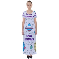 Unidentified Flying Object Ufo Space Outer High Waist Short Sleeve Maxi Dress by Sarkoni