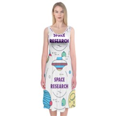 Unidentified Flying Object Ufo Space Outer Midi Sleeveless Dress by Sarkoni