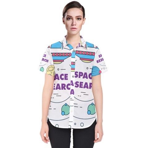 Unidentified Flying Object Ufo Space Outer Women s Short Sleeve Shirt by Sarkoni