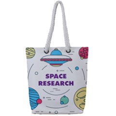 Unidentified Flying Object Ufo Space Outer Full Print Rope Handle Tote (small) by Sarkoni