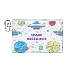 Unidentified Flying Object Ufo Space Outer Canvas Cosmetic Bag (medium) by Sarkoni