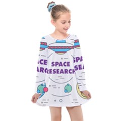 Unidentified Flying Object Ufo Space Outer Kids  Long Sleeve Dress by Sarkoni