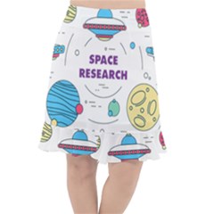 Unidentified Flying Object Ufo Space Outer Fishtail Chiffon Skirt by Sarkoni