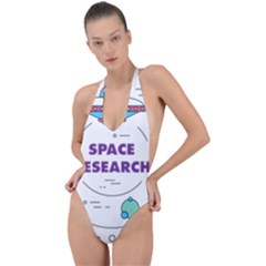 Unidentified Flying Object Ufo Space Outer Backless Halter One Piece Swimsuit by Sarkoni