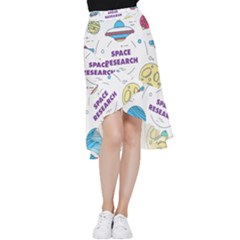 Unidentified Flying Object Ufo Space Outer Frill Hi Low Chiffon Skirt by Sarkoni