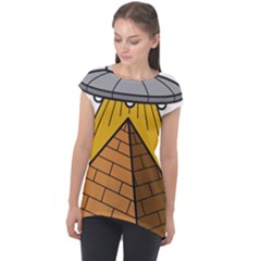 Unidentified Flying Object Ufo Under The Pyramid Cap Sleeve High Low Top