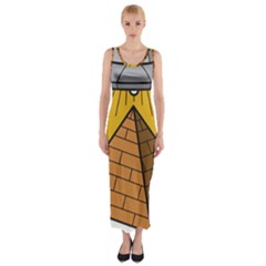 Unidentified Flying Object Ufo Under The Pyramid Fitted Maxi Dress by Sarkoni